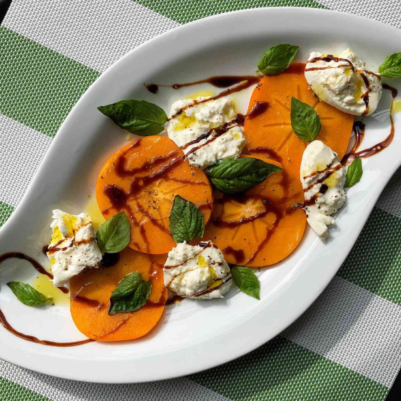 Fuyu Persimmon and Burrata Caprese Salad Recipe